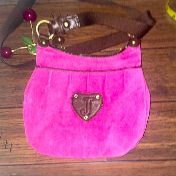Vintage pink Juicy Saddle bag messenger y2k crossbody cherry charm juicy couture - Picture 3 of 13